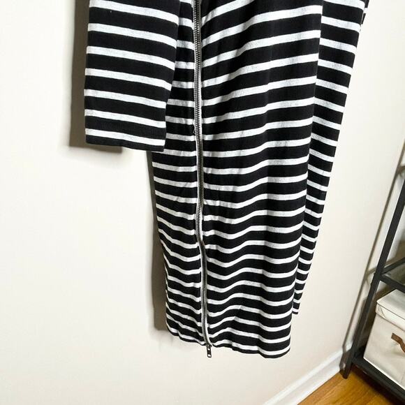 J. CREW black & white stripe exposed side zipper detail long sleeve dress size m - Picture 3 of 6